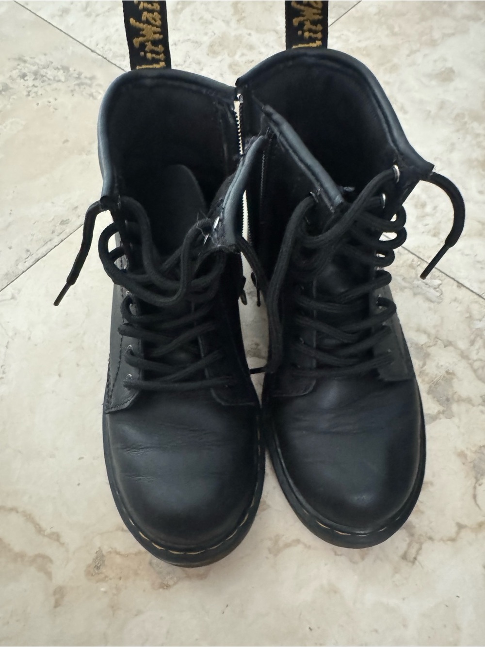 Dr. Martens Black Lace-Up Kids Boots style 1460 size US 1 girls
